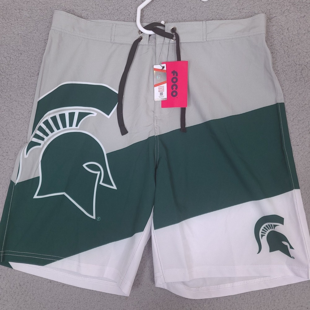 Michigan State Spartans Swim Trunks Mens Medium‎ 33 Waist Board Shorts Foco